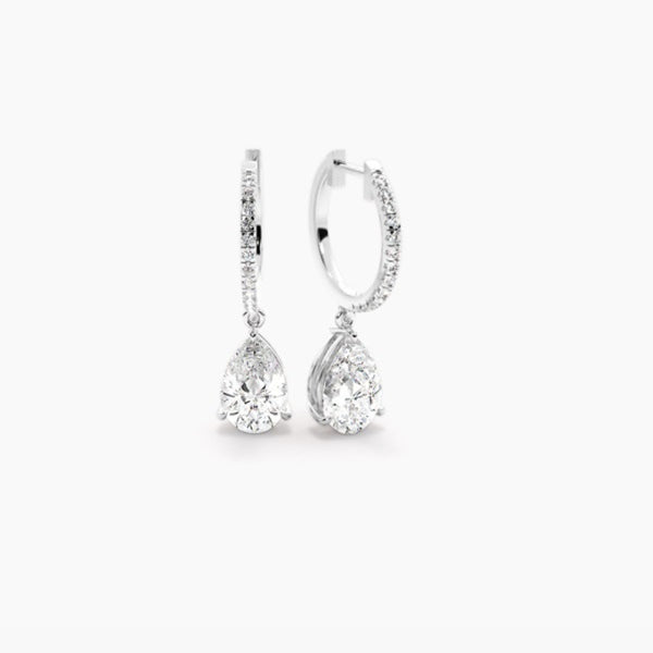 Pear Cut Moissanite Classic Hoop Earrings For Her