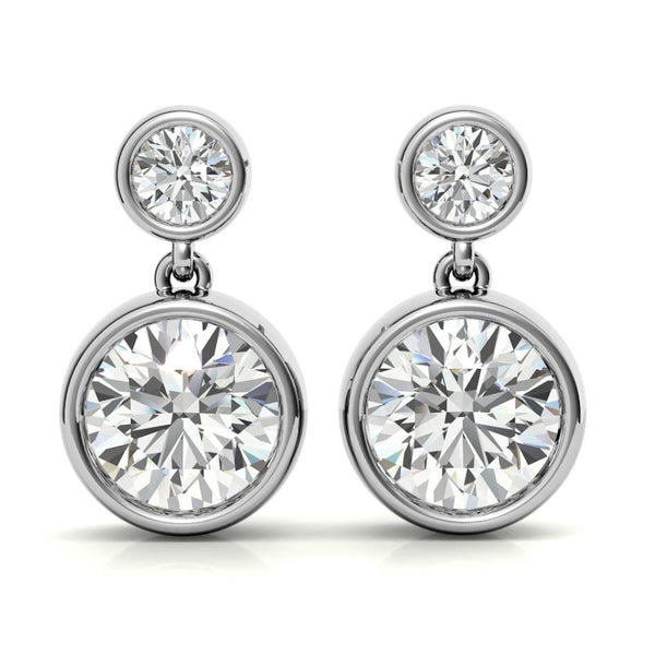 Bezel Set Round Cut Moissanite Elegant Drop Dangle Earrings