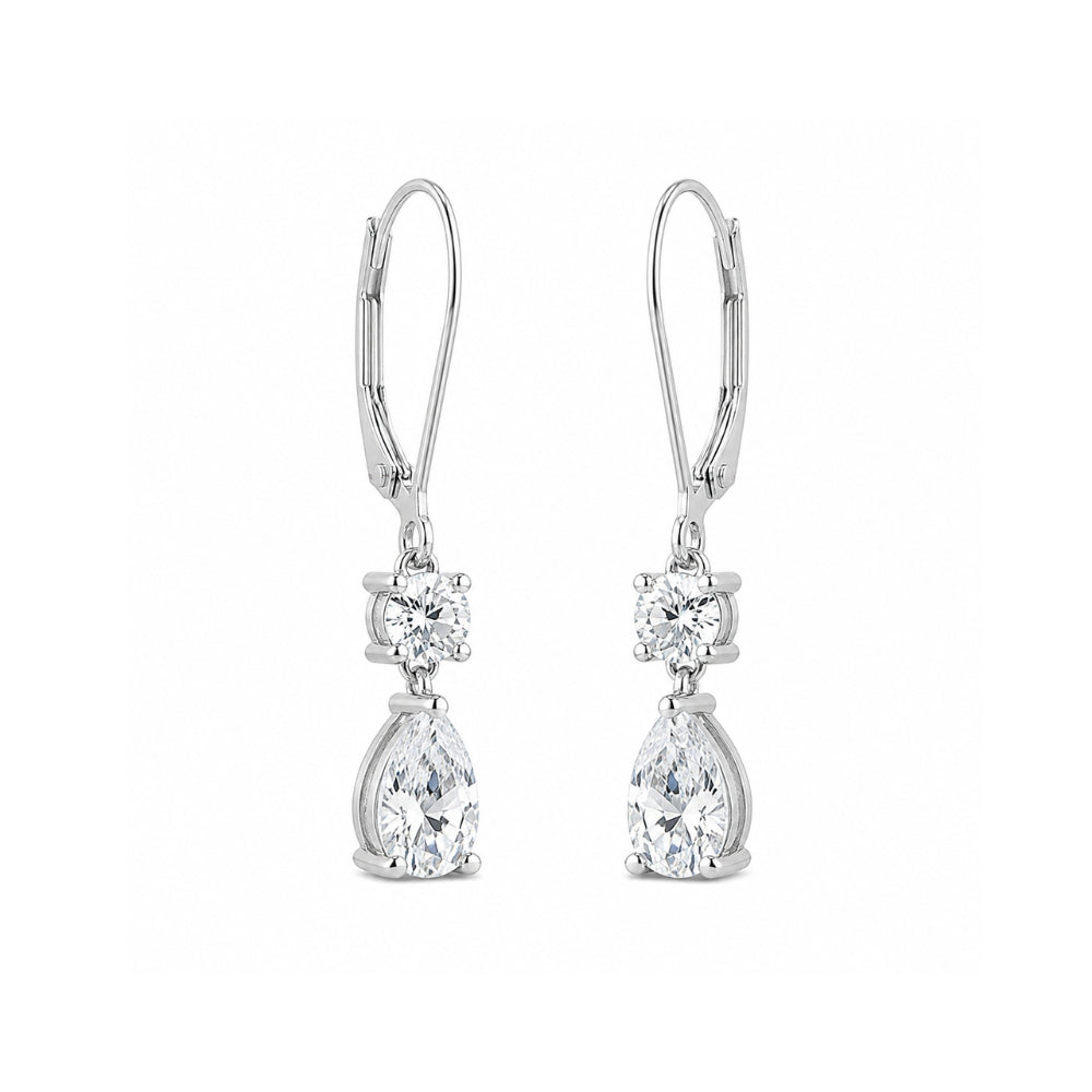 Pear & Round Cut Moissanite Drop Dangle Earrings For Women