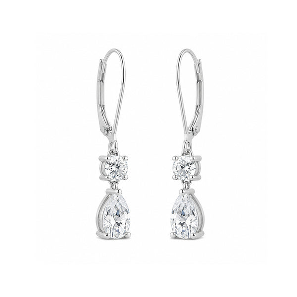 Pear & Round Cut Moissanite Drop Dangle Earrings For Women