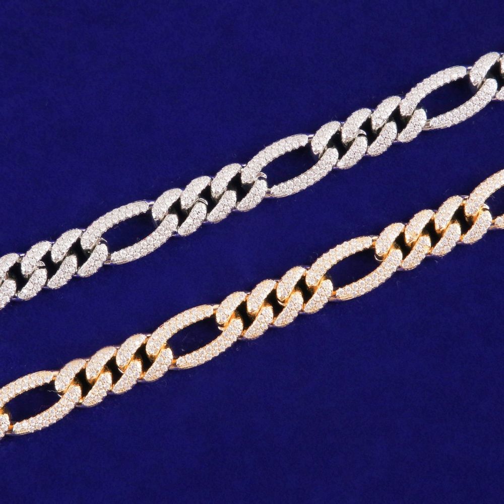 Round Cut Lab Grown Diamond Figaro Cuban Link Chain