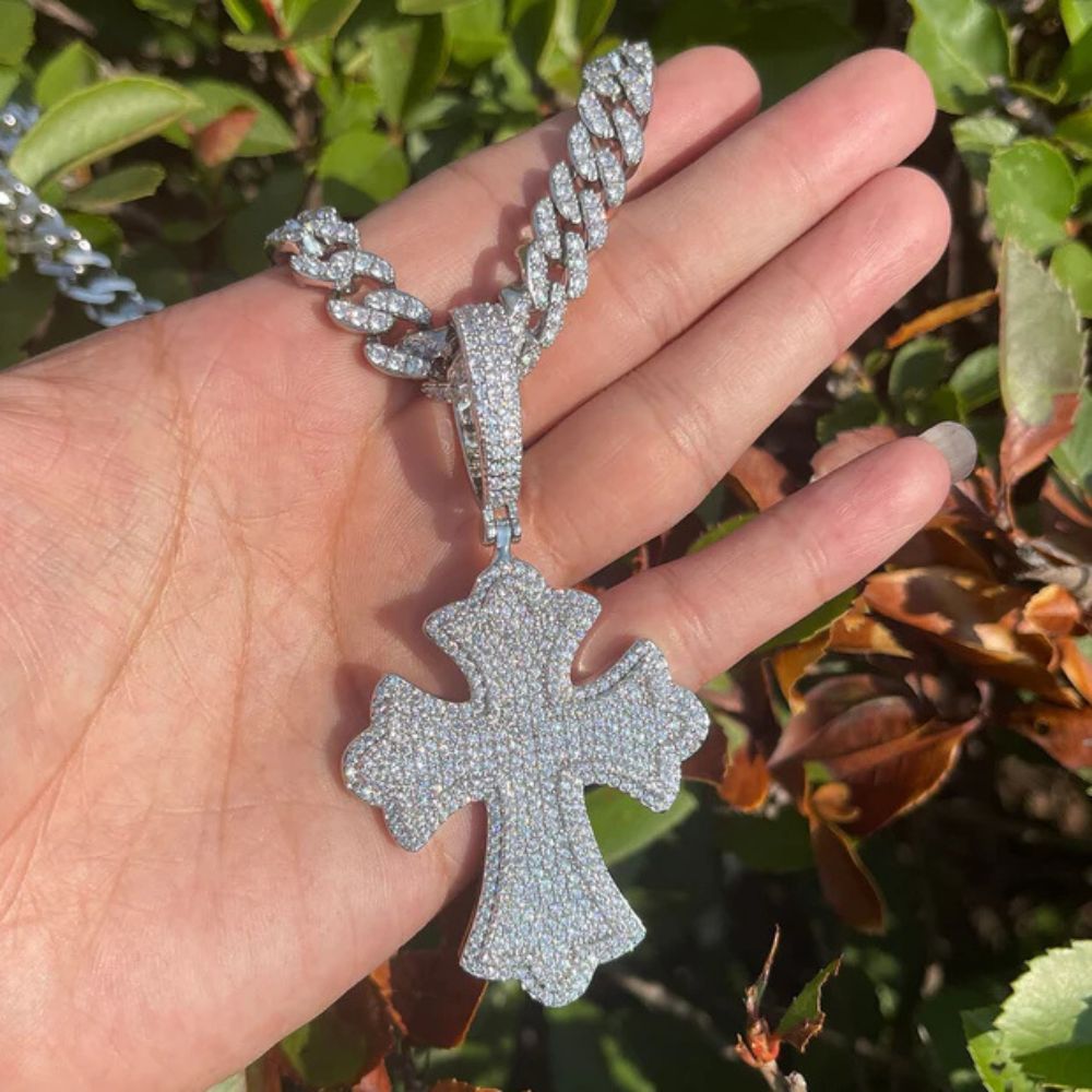 Lab Grown Diamond Round Cut Cross Hip Hop Pendant