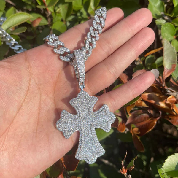 Lab Grown Diamond Round Cut Cross Hip Hop Pendant