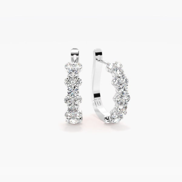 Round Brilliant Cut VVS1 Moissanite Classic Hoop Earrings
