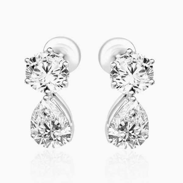 Paer & Round Cut Moissanite Drop Dangle Earring For Women
