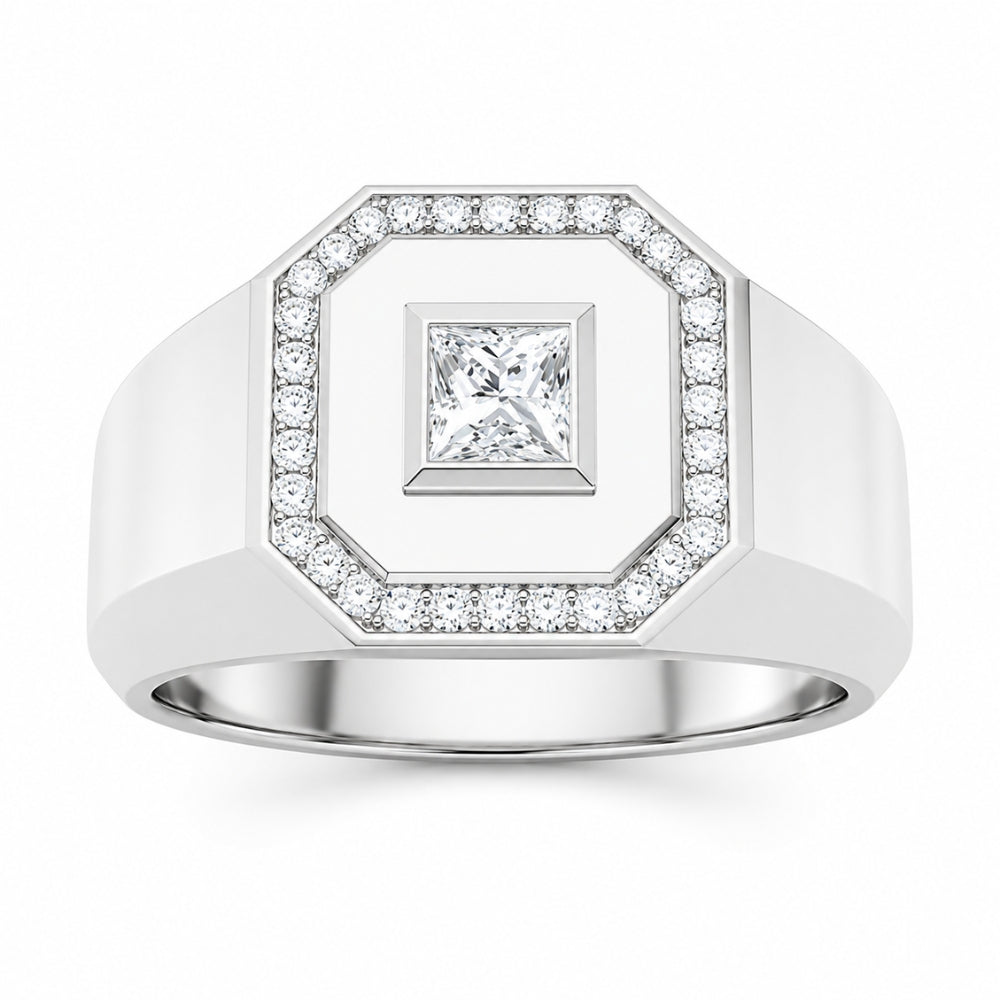 Princess Cut Bezel Set Lab Grown Diamond Engagement Ring