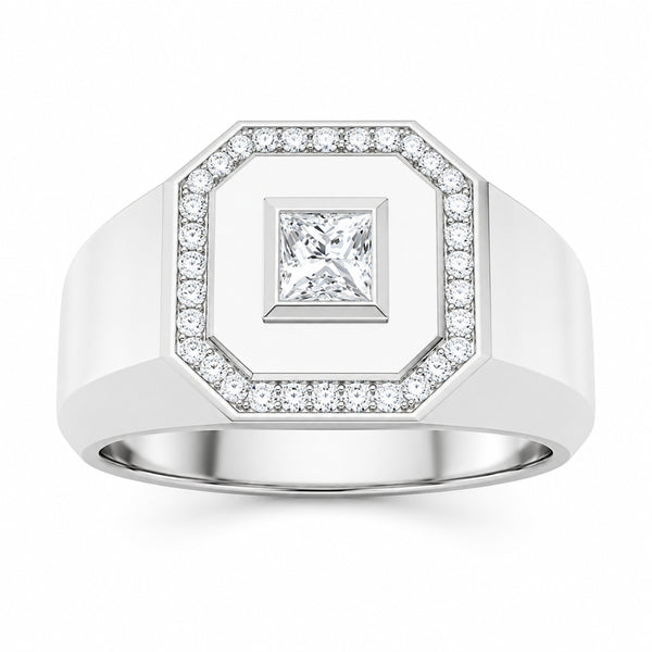 Princess Cut Bezel Set Lab Grown Diamond Engagement Ring