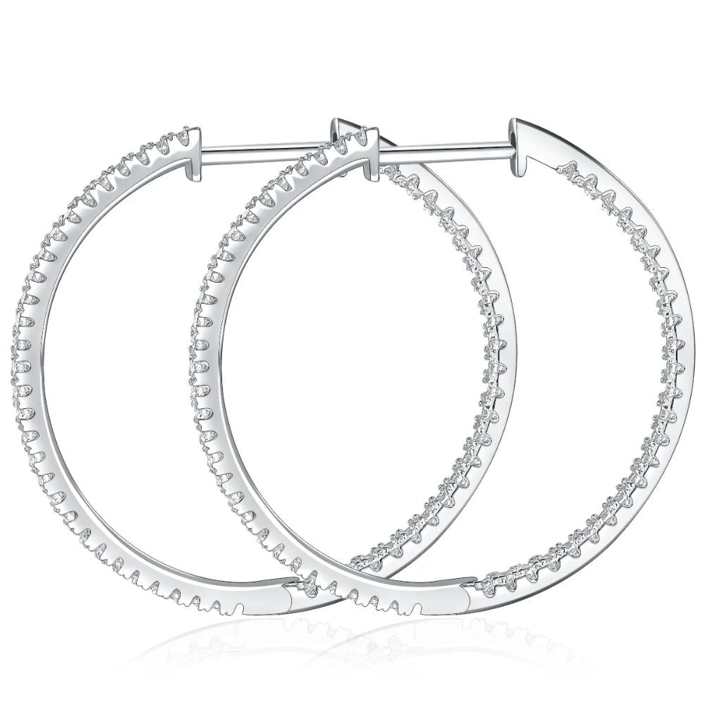 Round Cut Moissanite Pave Set Hoop Earrings