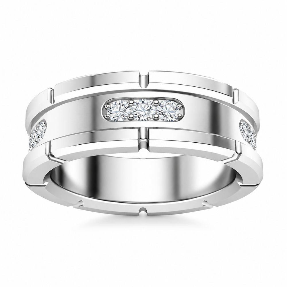 Lab Grown Diamond Round Cut Pave Set Wedding Band