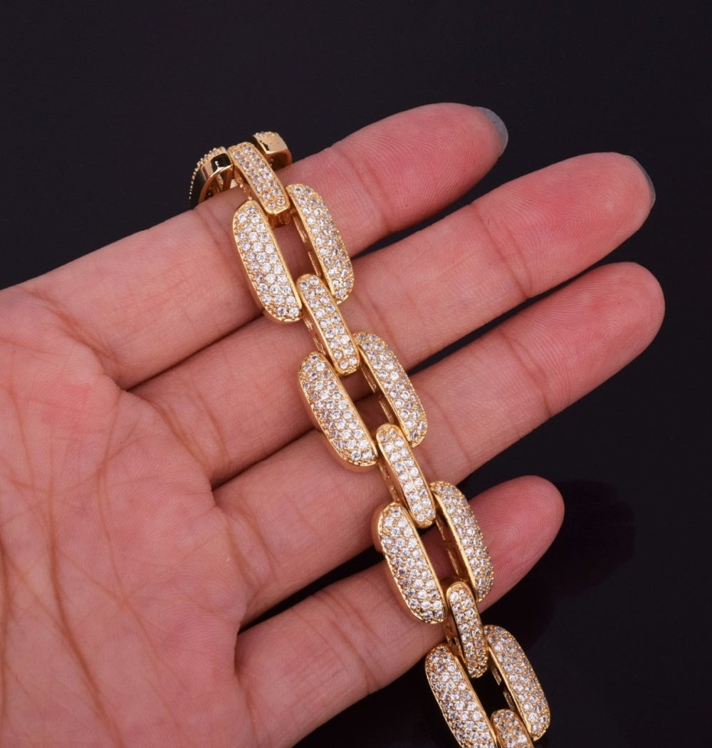 Men's Wear O link Pave Set Moissanite Cuban Hip Hop Bracelet