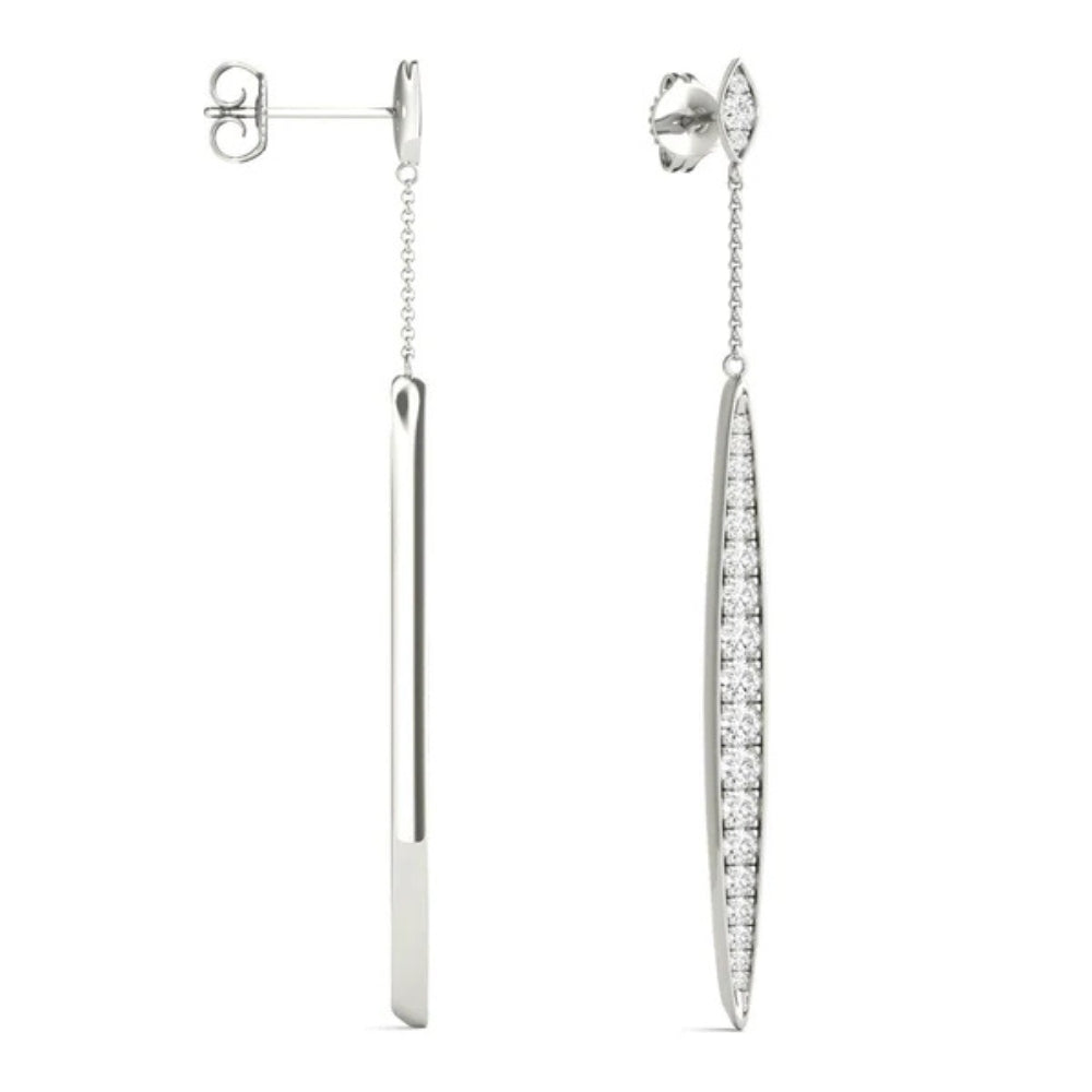 VVS1 Moissanite Round Cut Claw Prong Drop Dangle Earrings