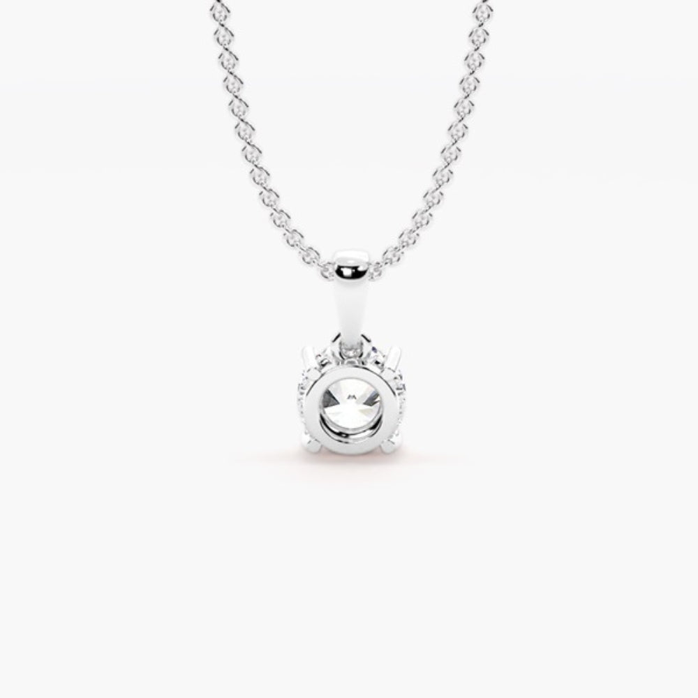 Round Cut Moissanite Hidden Halo Pendant