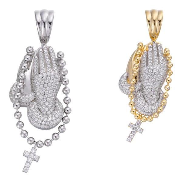 Moissanite Diamond Praying Hand Iced Out Unique Hip Hop Pendant