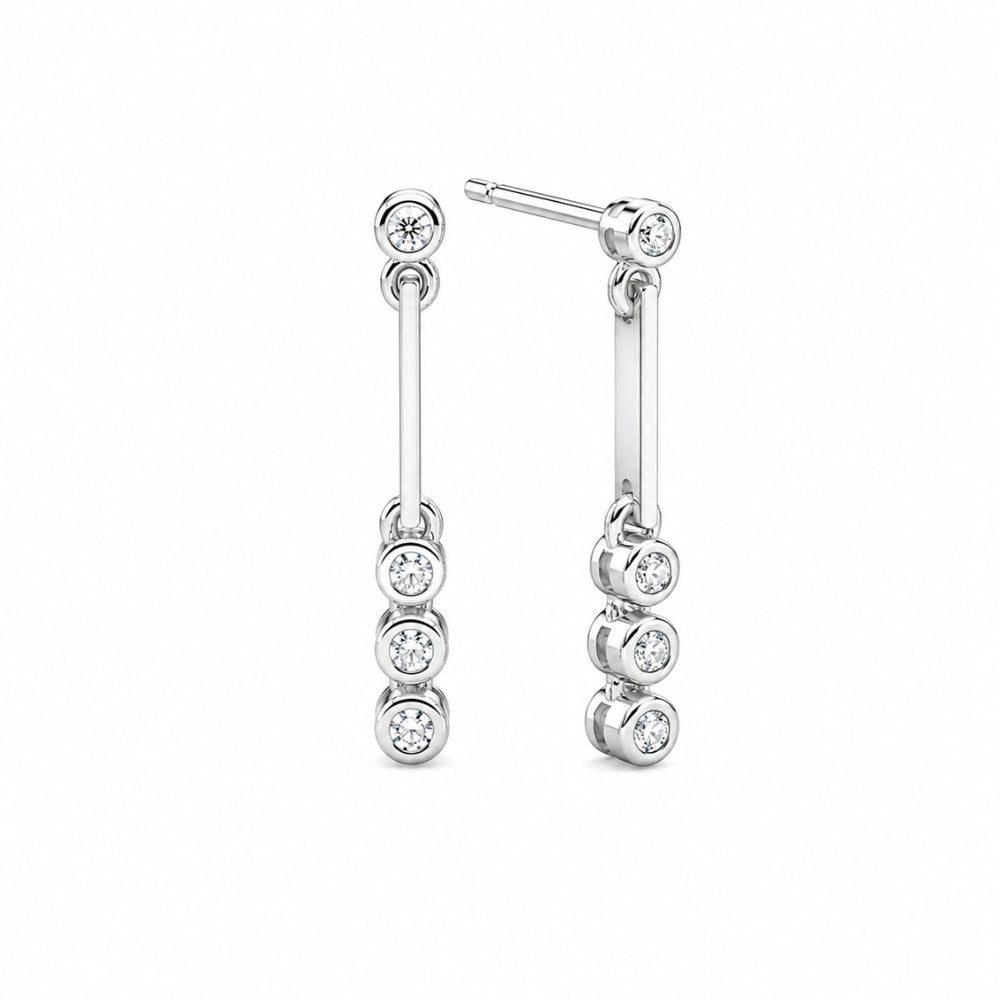 Bezel Set Round Cut Moissanite Elegant Drop Dangle Earrings