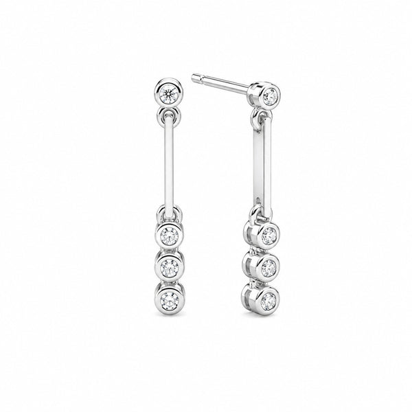 Bezel Set Round Cut Moissanite Elegant Drop Dangle Earrings