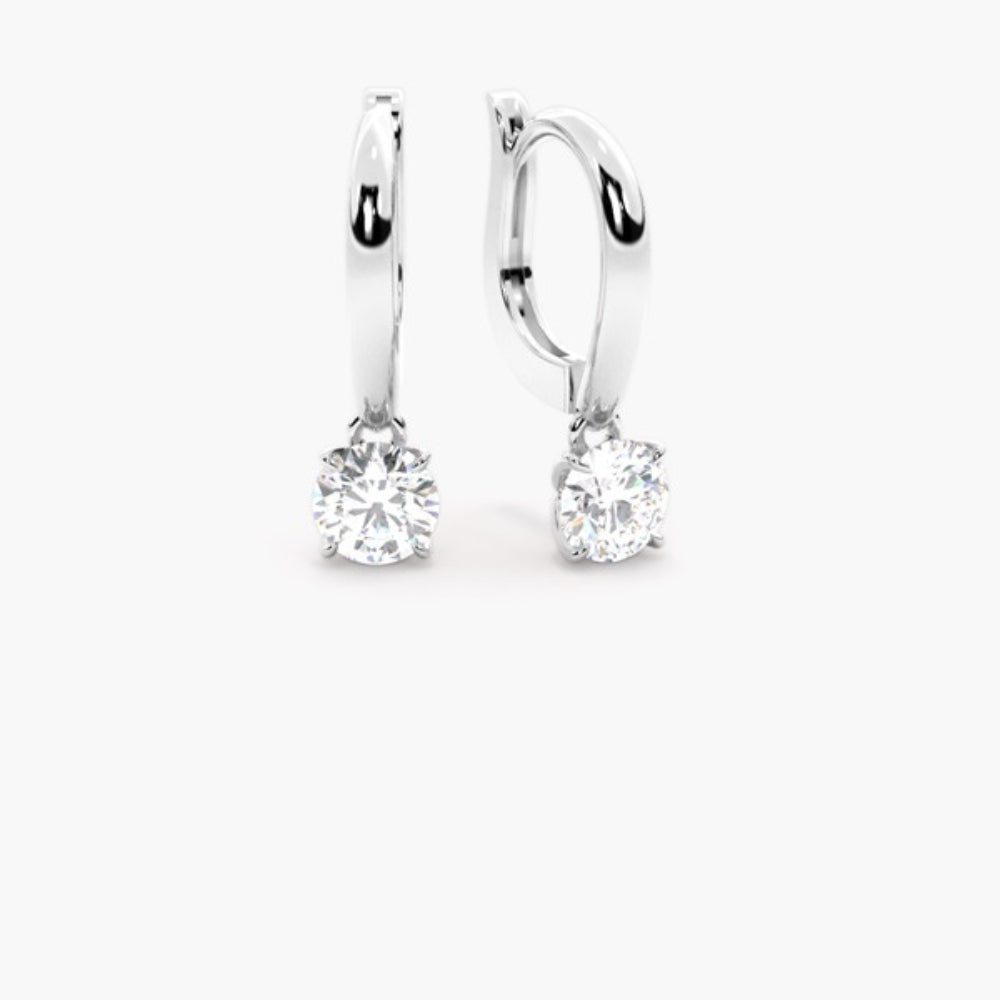 Round Cut Moissanite Solitaire Hoop Earrings