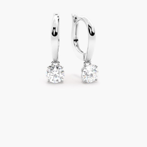 Round Cut Moissanite Solitaire Hoop Earrings