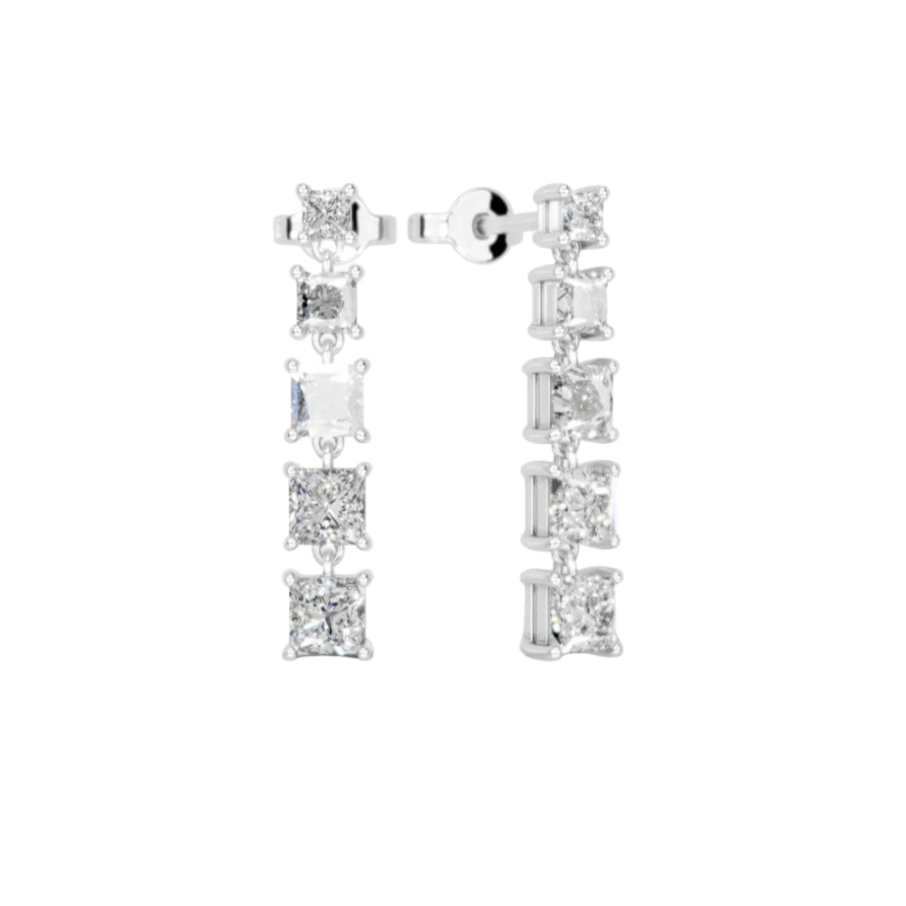 Princess Cut Moissanite Women's Drop Dangle Earrings For Birthday Gift