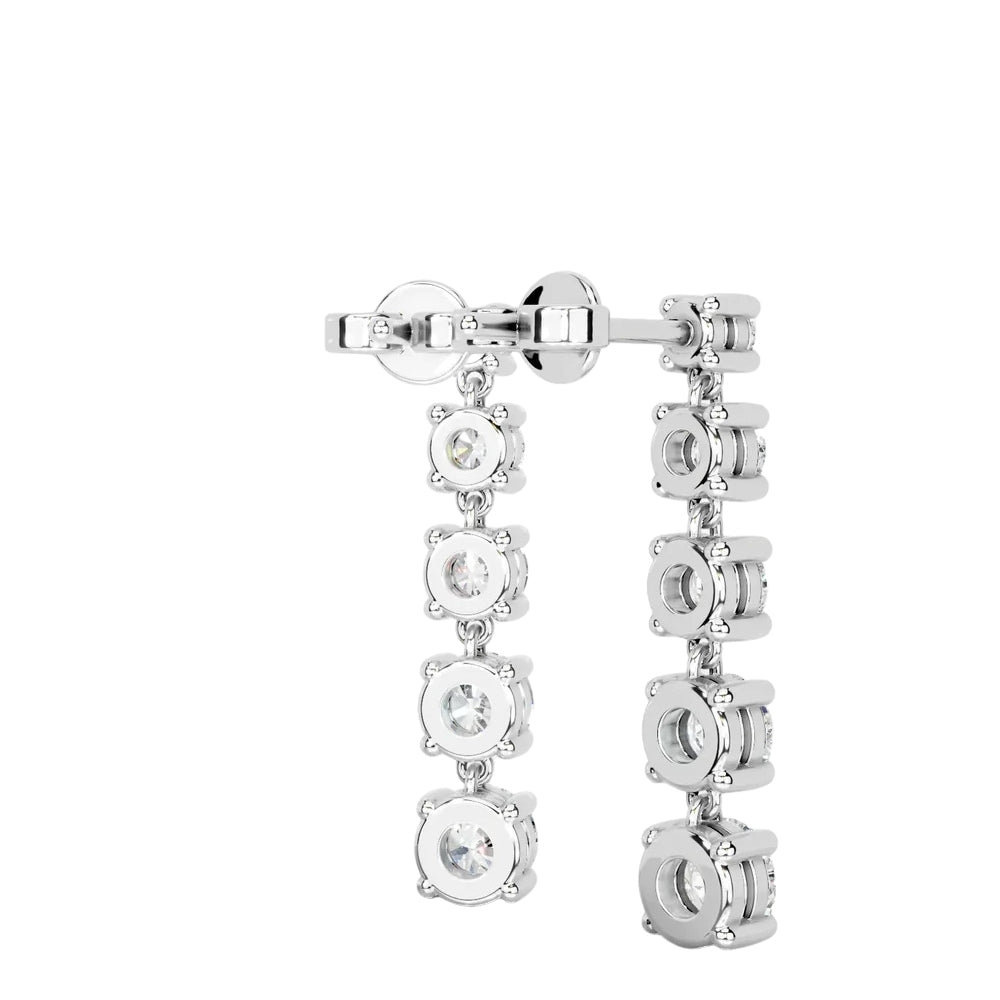 Round Cut Five Stone Moissanite Drop Dangle Earrings
