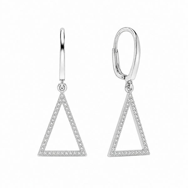 Round Cut Moissanite Triangle Style Drop Dangle Earrings