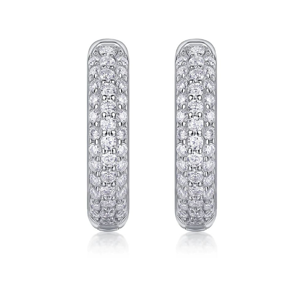 Round Cut Classic Moissanite Pave Set Hoop Earrings