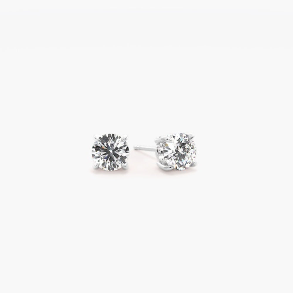 Moissanite Round Cut Claw Prong Earring For Her