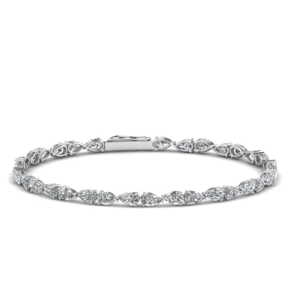 Pear Cut Colorless Moissanite Classic Tennis Bracelet