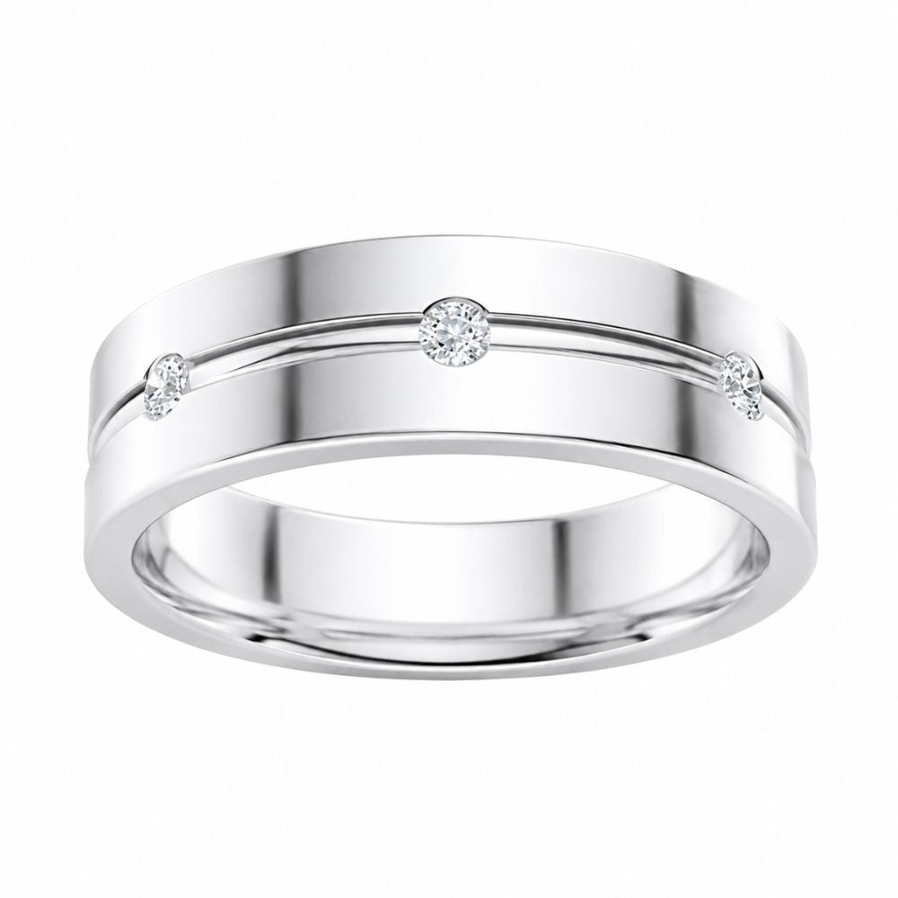 Lab Grown Diamond Round Cut Flush Set Wedding Band For Him