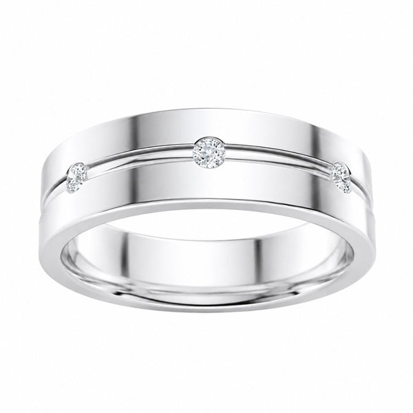 Lab Grown Diamond Round Cut Flush Set Wedding Band For Him