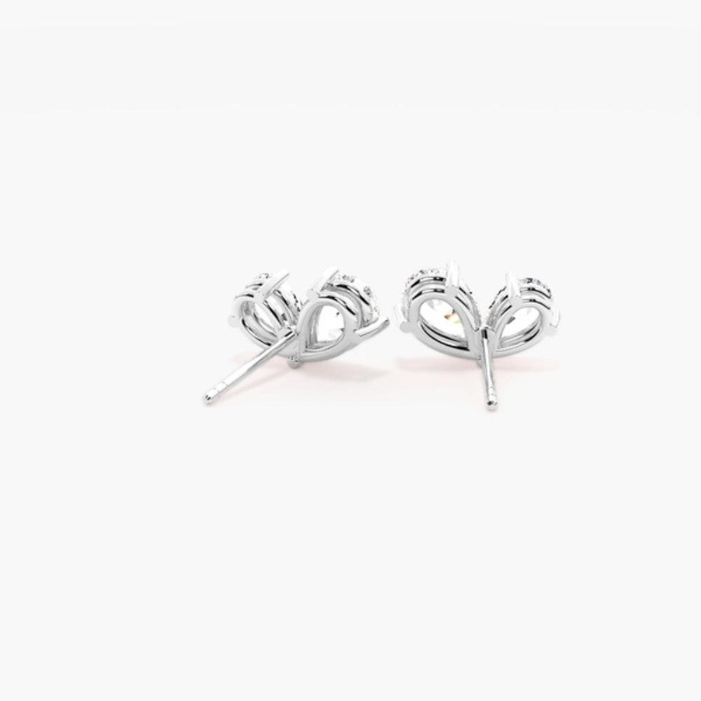 Pear Cut Moissanite Two Stone Stud Earring