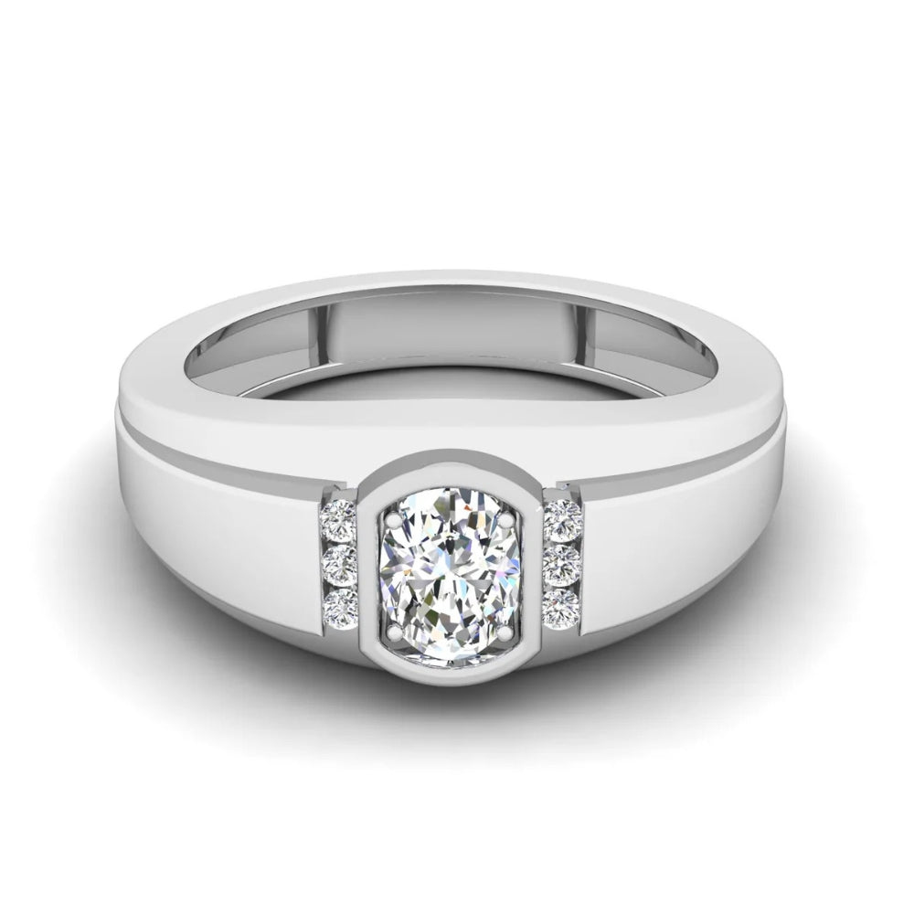 Oval Cut Lab Grown Diamond Channel Set Engagement Ring