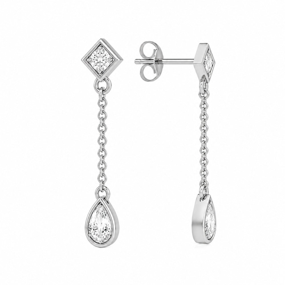 Pear & Round Cut Moissanite Drop Dangle Earrings For Women
