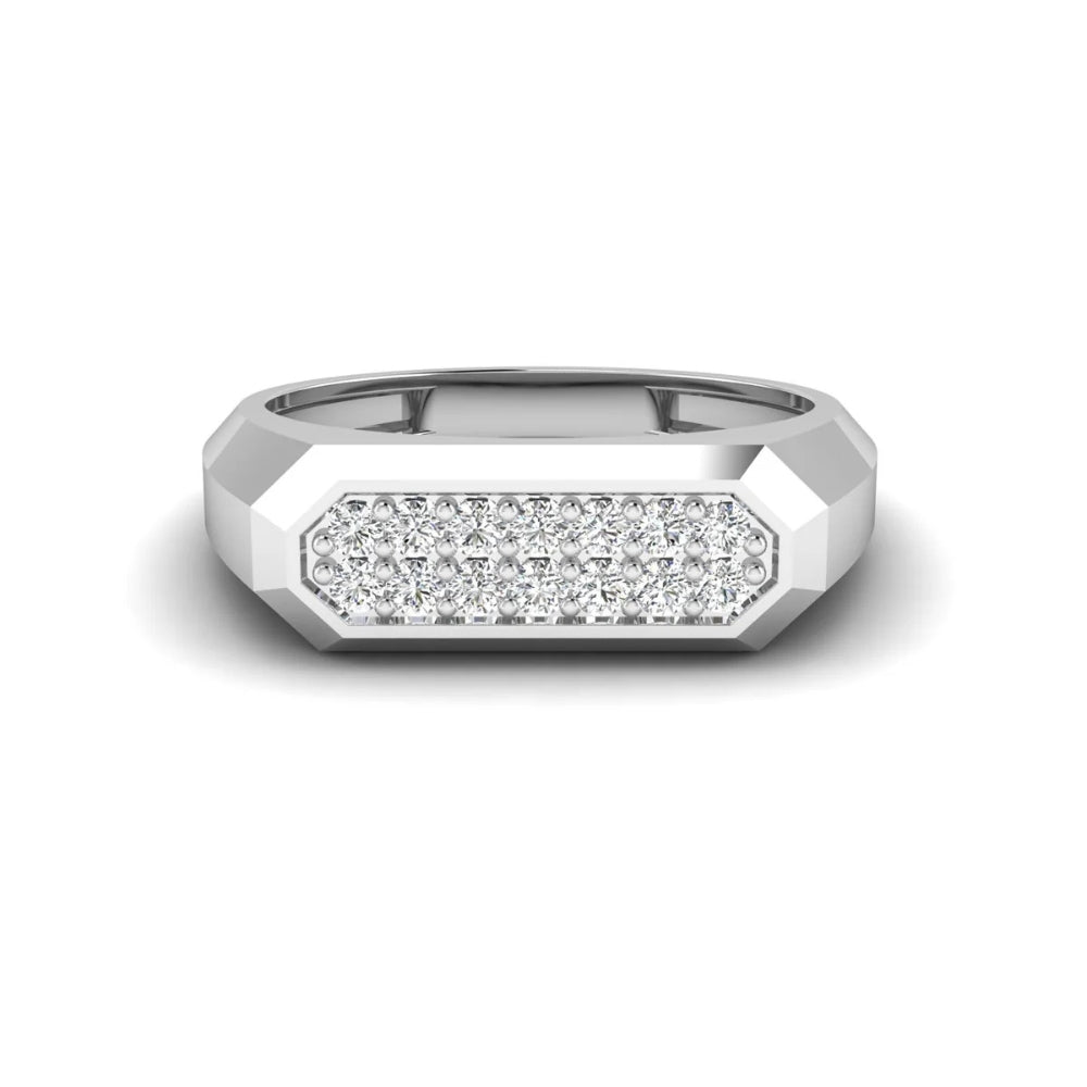 Lab Grown Diamond Round Cut Pave Set Men's Ring For Anniversary Gift