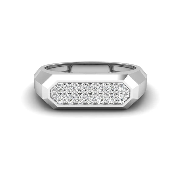 Lab Grown Diamond Round Cut Pave Set Men's Ring For Anniversary Gift
