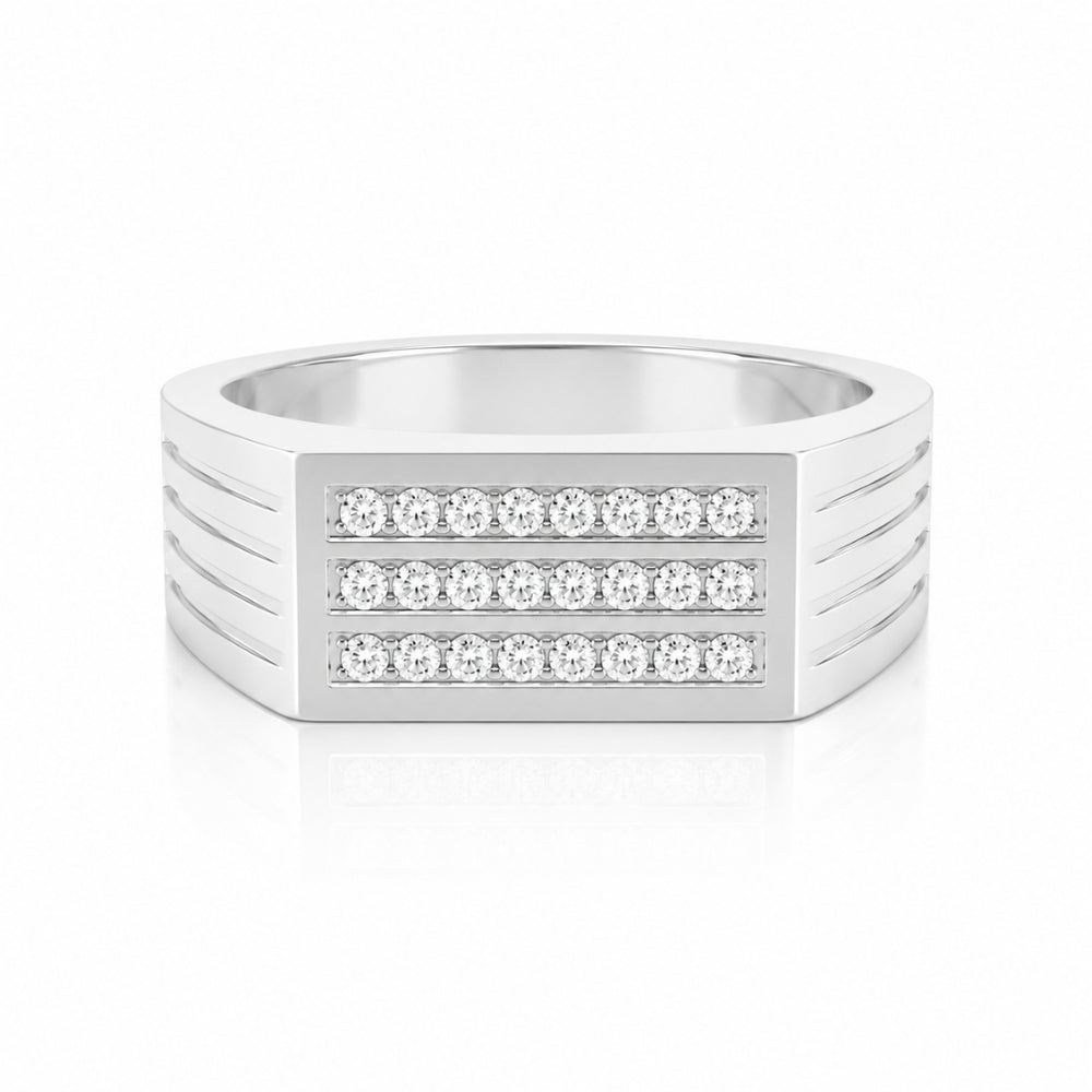 Lab Grown Diamond Round Cut Pave Set Men's Ring For Birthday GIft