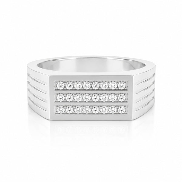 Lab Grown Diamond Round Cut Pave Set Men's Ring For Birthday GIft
