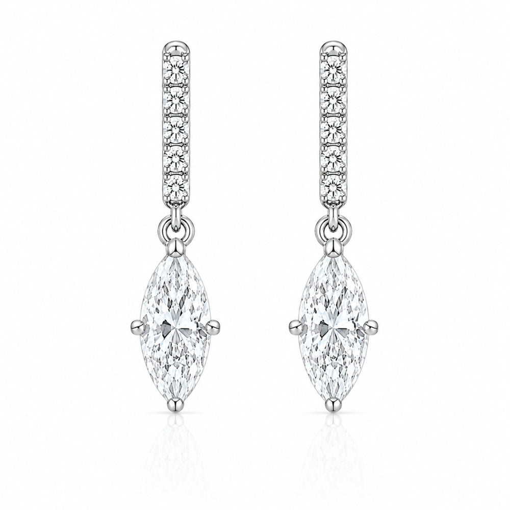 Marquise & Round Cut Moissanite Drop Dangle Earring