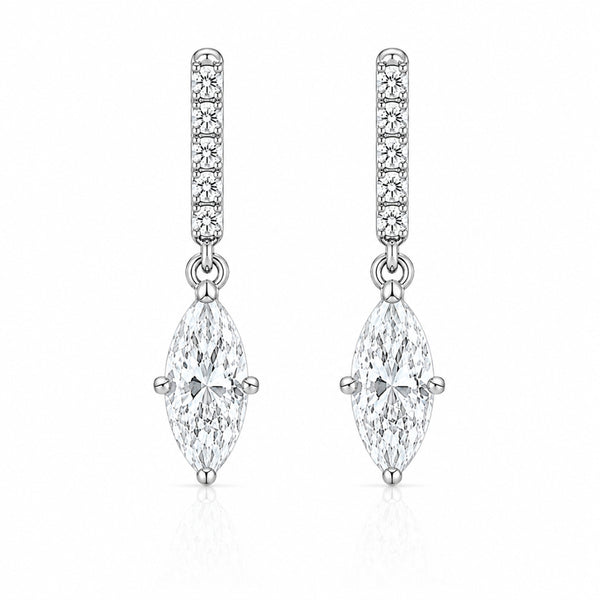 Marquise & Round Cut Moissanite Drop Dangle Earring