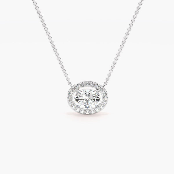 Oval Cut Colorless Moissanite Bar Set Pendant For Women