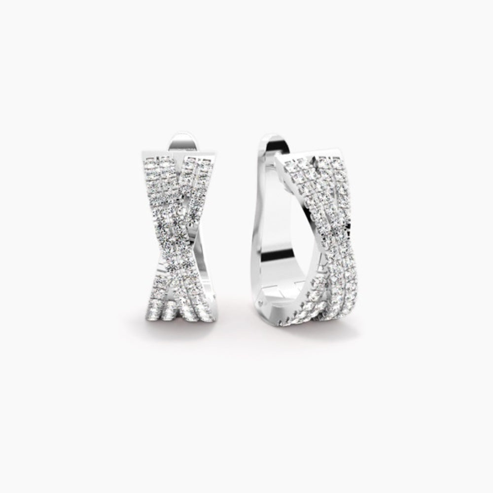 Moissanite Round Cut Pave Set Hoop Earrings