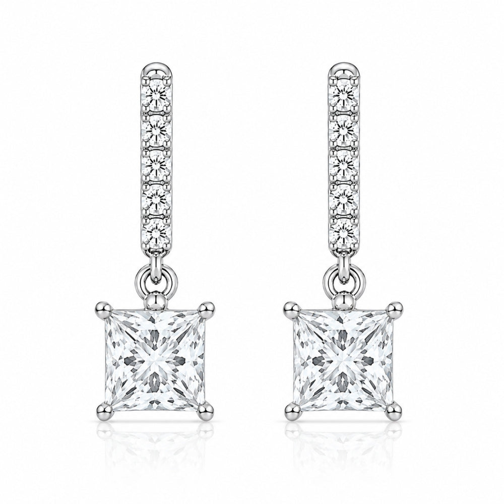 Princess Cut Moissanite Elegant Drop Earring For Women