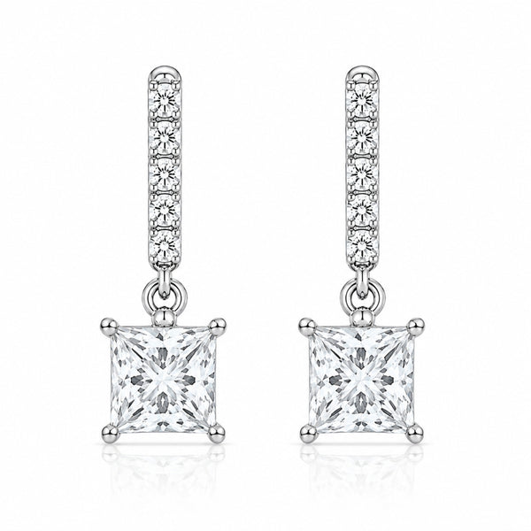 Princess Cut Moissanite Elegant Drop Earring For Women