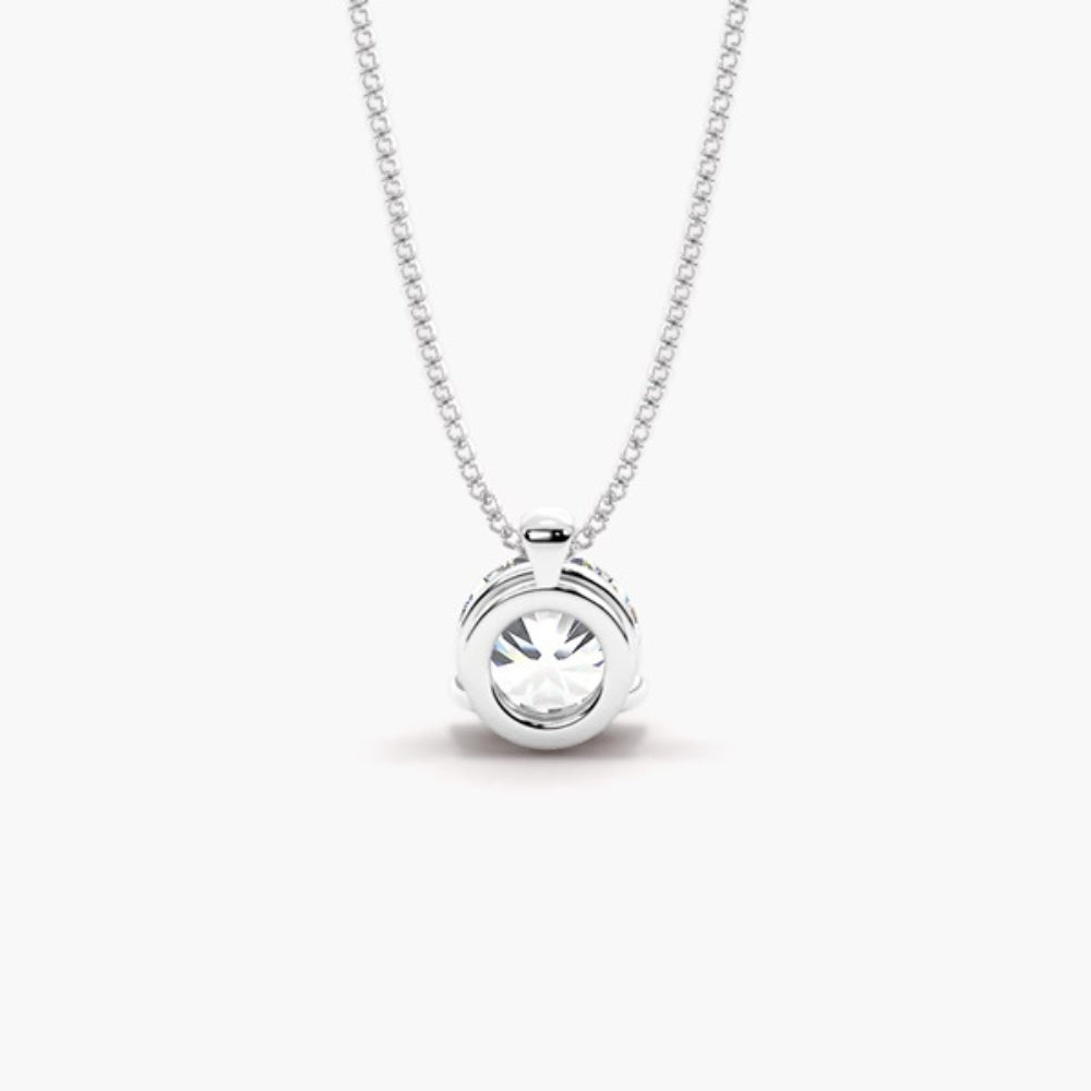 Round Cut Colorless Moissanite Solitaire Pendant