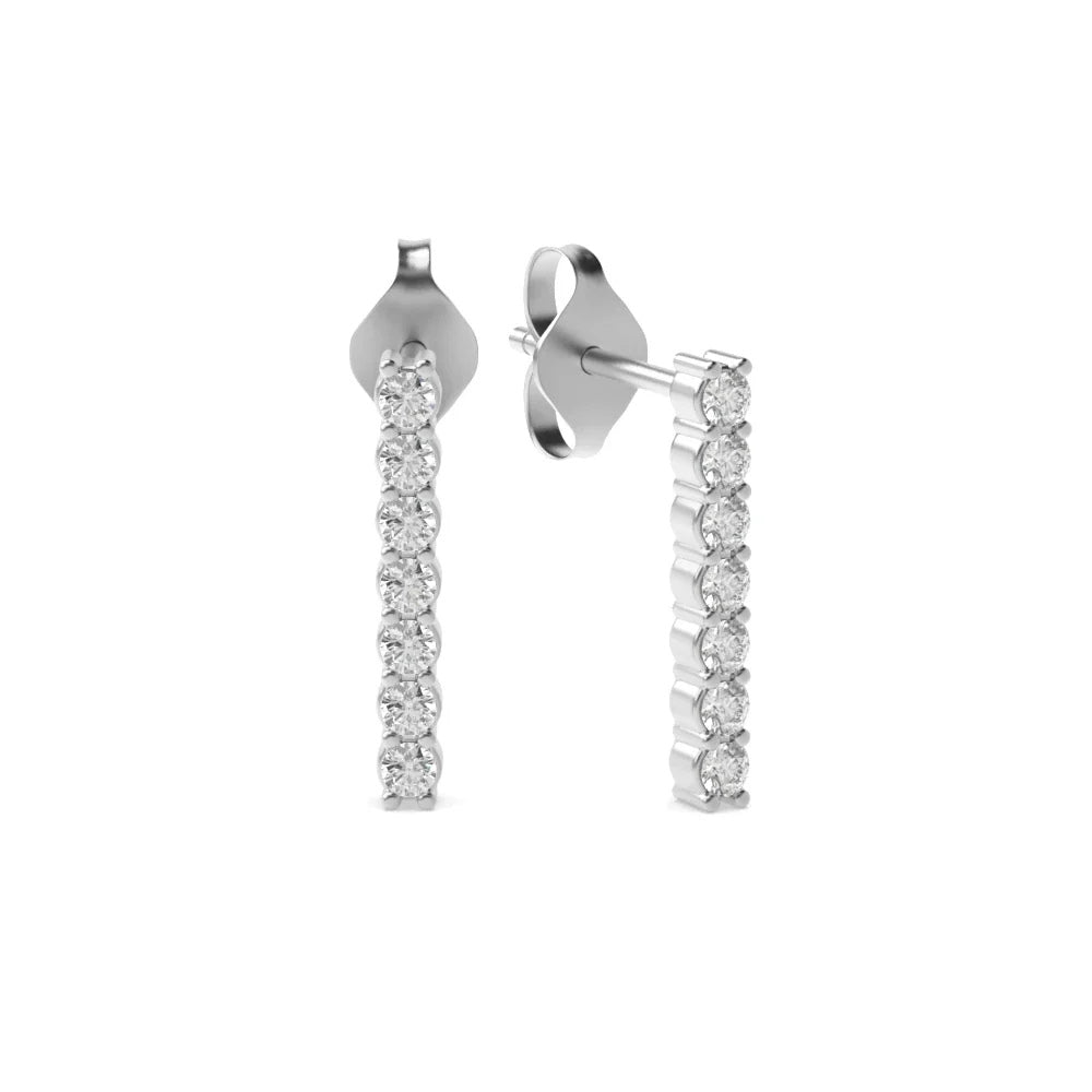 Classic Round Cut Moissanite Drop Earrings in 10K White Gold