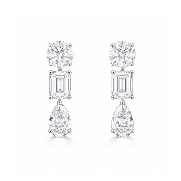 Multi Diamond Moissanite Drop Dangle Earrings For Anniversary Gift