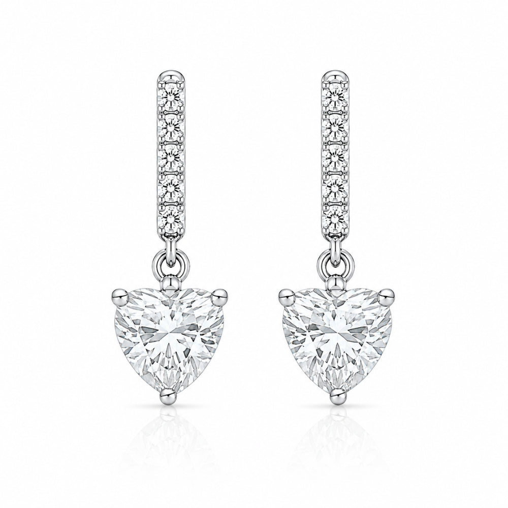 Heart & Round Cut Moissanite Classic Drop Dangle Earrings