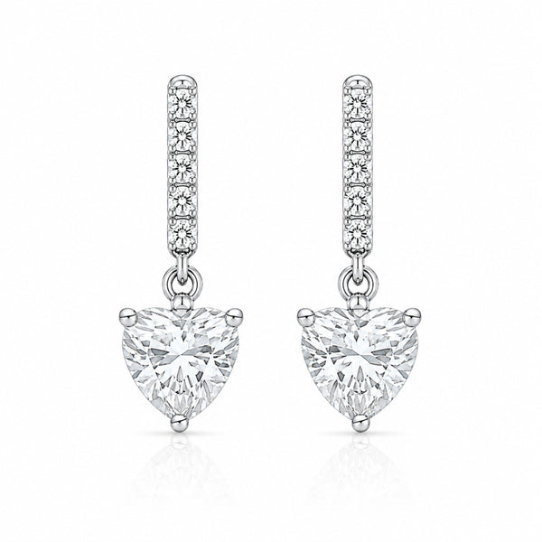 Heart & Round Cut Moissanite Classic Drop Dangle Earrings