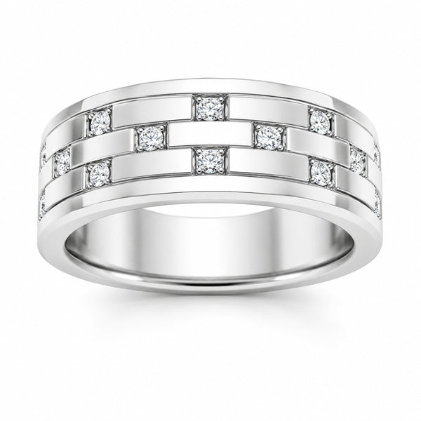 Lab Grown Diamond Round Cut Distance Pave Set Wedding Band