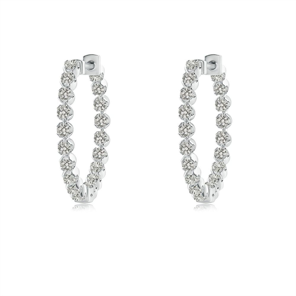 Round Cut Moissanite Unique Hoop Earrings For Her