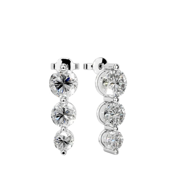 Round Cut Moissanite Drop Dangle Earrings For Women